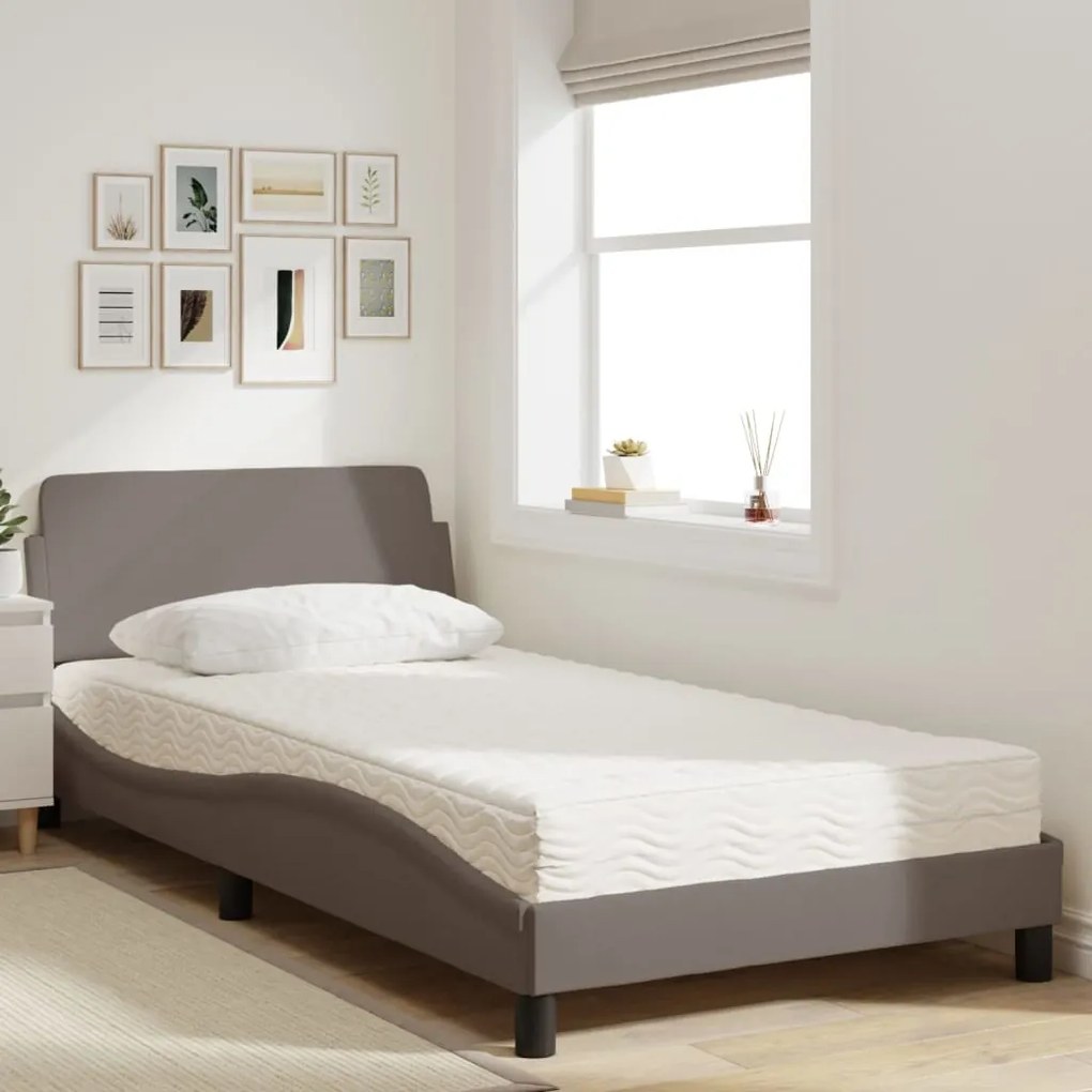 Letto con materasso tortora 100x200 cm in tessuto