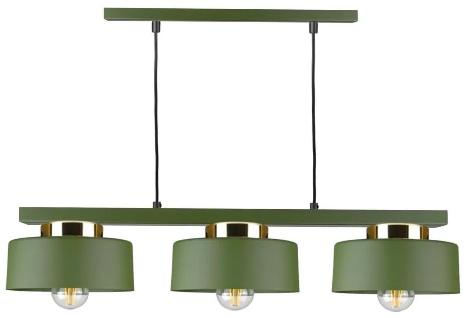 Lampadario a sospensione IGNIA 3xE27/60W/230V verde/oro