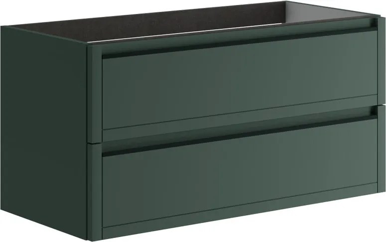 Mobile da bagno sospeso sotto lavabo L 99.5 x H 50 x P 45.5 cm verde opaco, 2 cassetti TRATTO