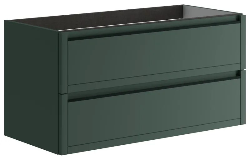 Mobile da bagno sotto lavabo TRATTO verde opaco L 99.5 x H 50 x P 45.5 cm 2 cassetti, lavabo non incluso