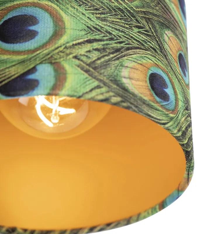 Plafoniera con paralume in velluto pavone con oro 20 cm - Combi nero