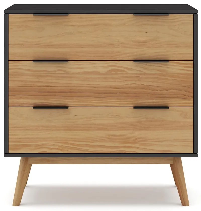 Cassettiera alta in pino nero/naturale 80x83 cm Lavis - Marckeric