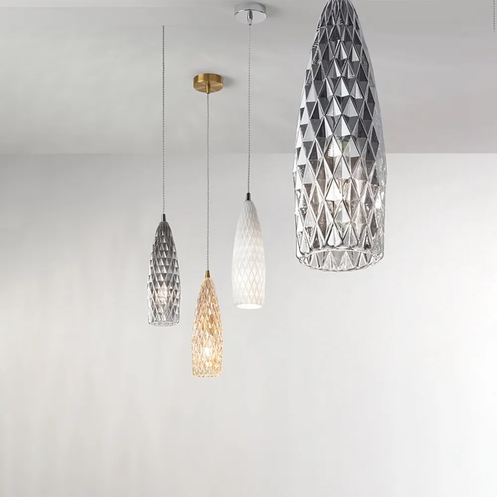 Lampadario In Metallo Contemporaneo Flut Cromo 1 Luce E27