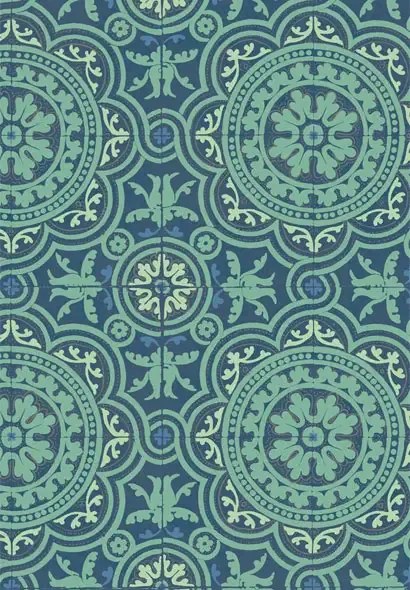 Cole & Son Carta da parati Piccadilly - Teal/ Gold