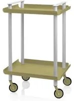 Carrello ausiliario LEKY, struttura grigia, 2 ripiani, colore verde oliva