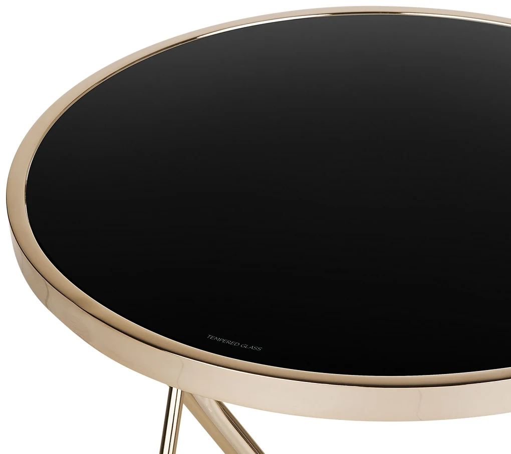 Tavolino vetro nero e oro ⌀ 50 cm MERIDIAN II Beliani