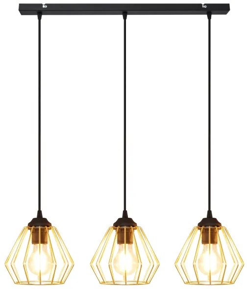 Lampadario a sospensione con filo AGAT 3xE27/15W/230V oro/nero