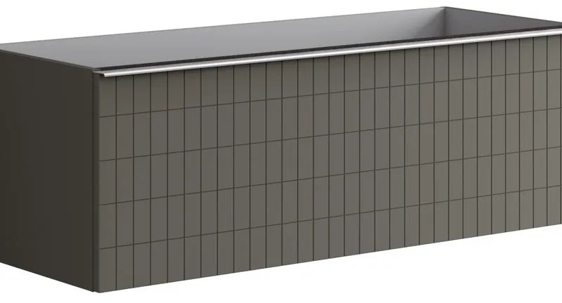 Mobile da bagno sospeso sotto lavabo L 120 x H 40 x P 45.5 cm grigio laccato opaco, 2 cassetti Pixel grid