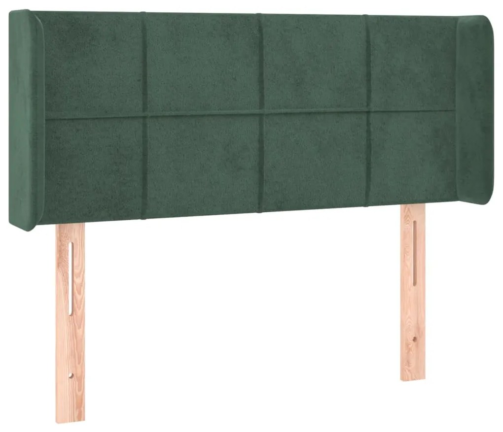 Testiera ad orecchio verde scuro 93x16x78/88 cm in velluto