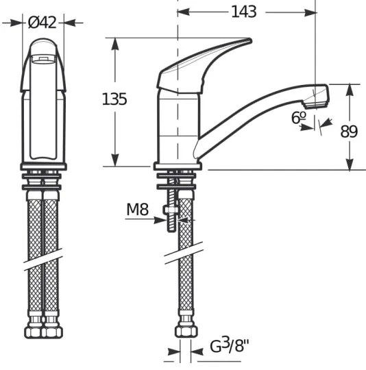 JIKA H3511N10042201 - Rubinetto per lavello TALAS 13,5 cm cromo lucido