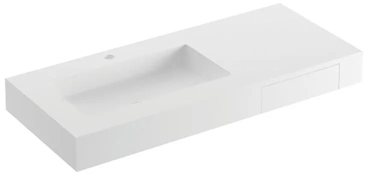 Lavabo a incasso rettangolare L 120 x H 14 x P 46 cm in solid surface bianco