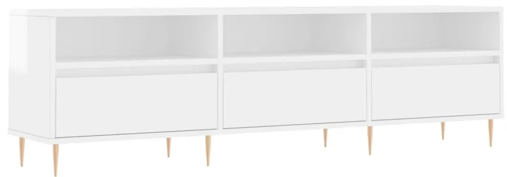 Mobile Porta TV Bianco Lucido 150x30x44,5 cm Legno Multistrato