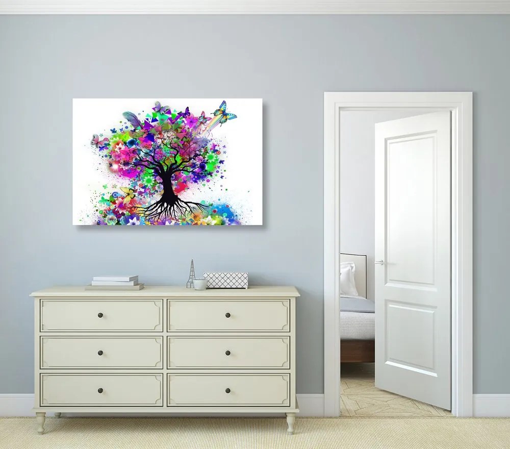 Quadro su tela – Albero fiorito pieno di colori