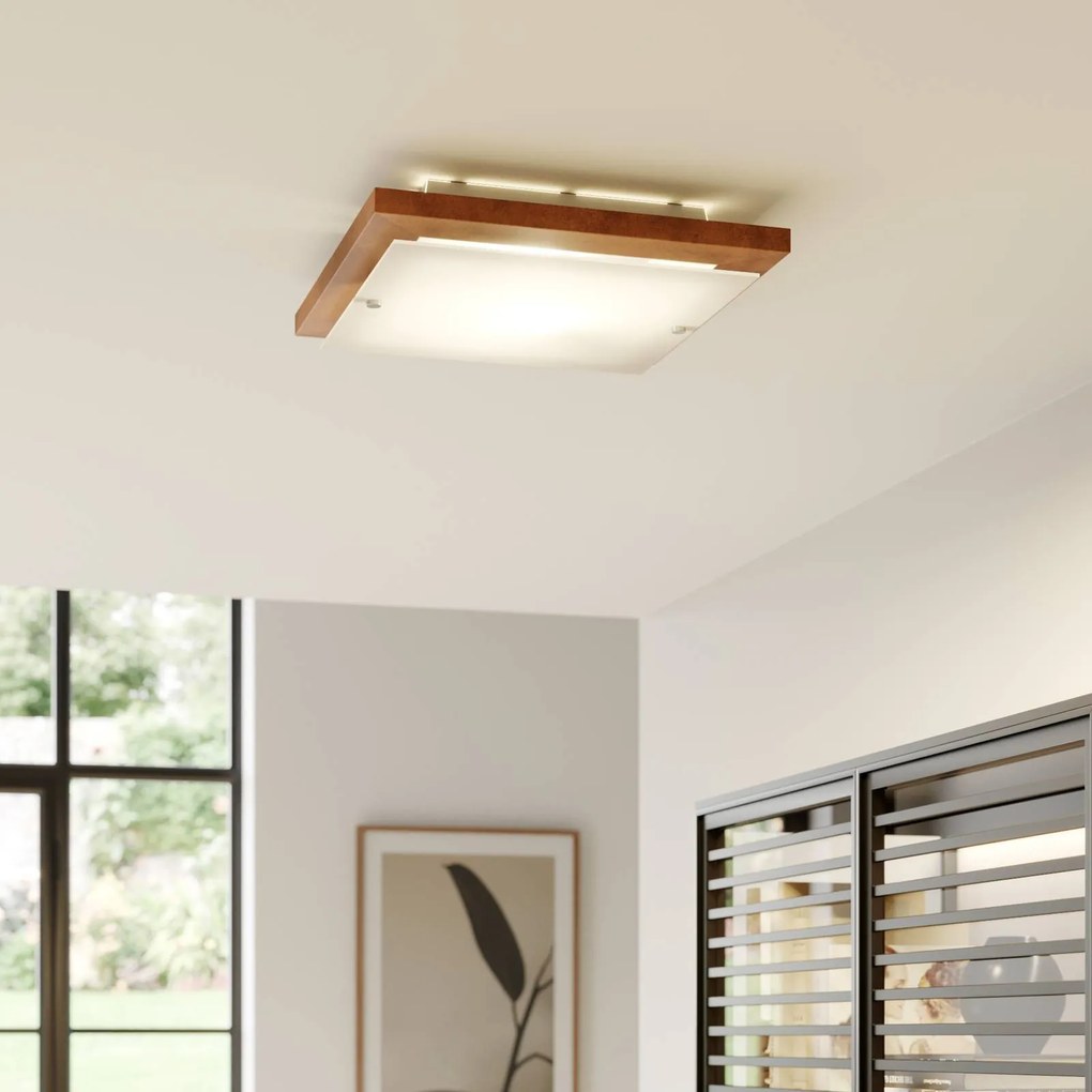 Plafoniera soffitto Kerio Envostar, dimmerabile, Legno scuro, Soggiorno / Sala da pranzo, Legno, Moderno, Plafoniera