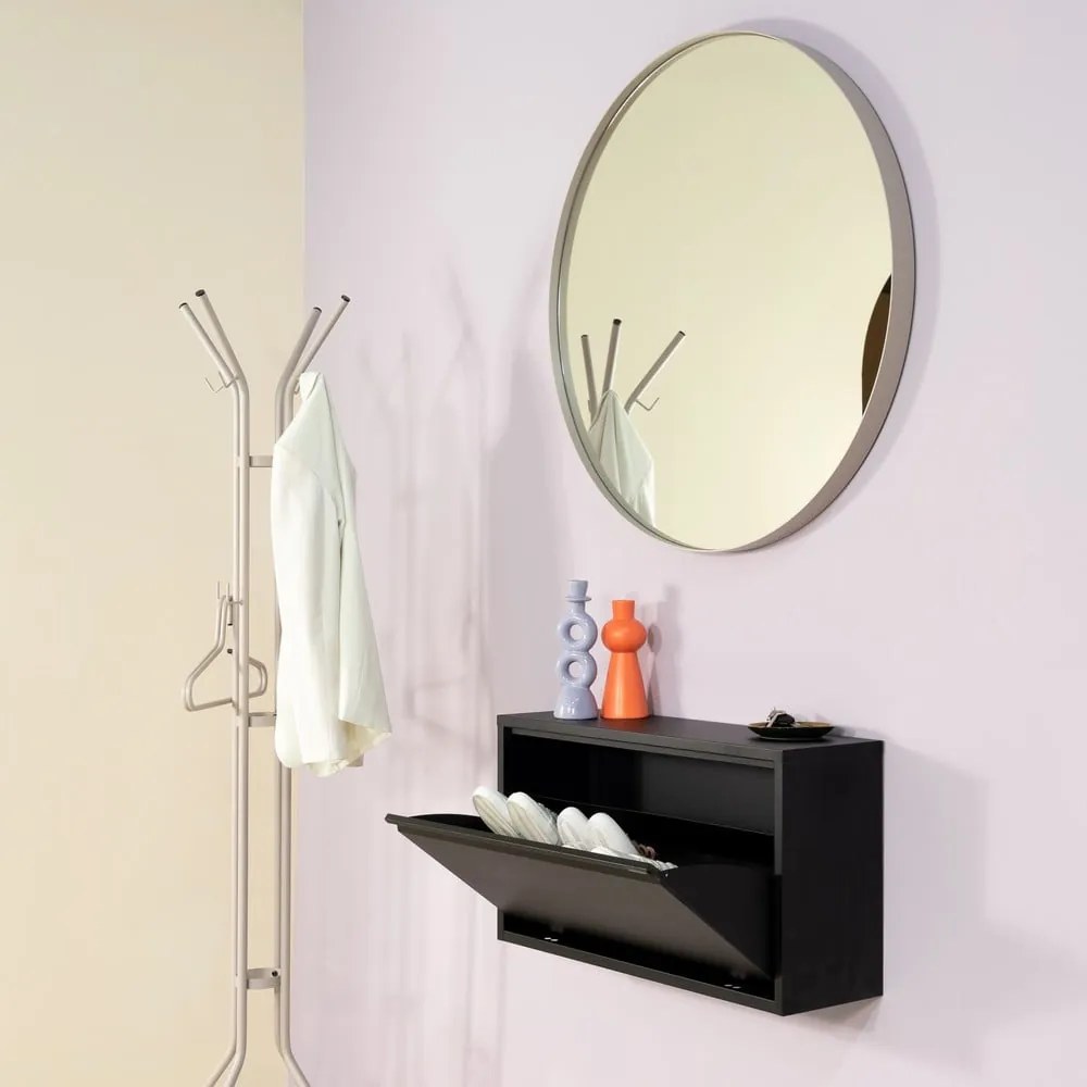 Scarpiera nera in metallo con ante ribaltabili/da parete 75x41x22 cm Billy – Spinder Design