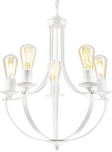 Lampadario a sospensione con catena GINA 5xE27/60W/230V bianco
