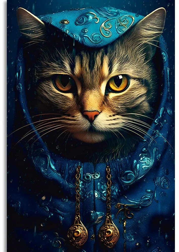 Stampa su tela – Gatto blu-oro