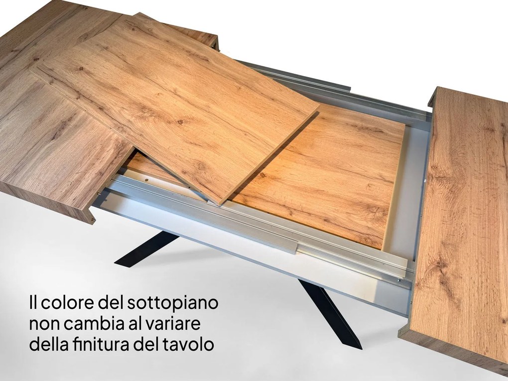 Tavolo Allungabile 200-304x90x77 cm Paxon Bianco Frassino Telaio Antracite...