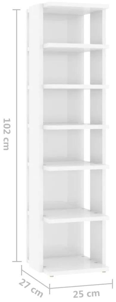 Scarpiera Bianco Lucido 27,5x27x102 cm in Legno Multistrato