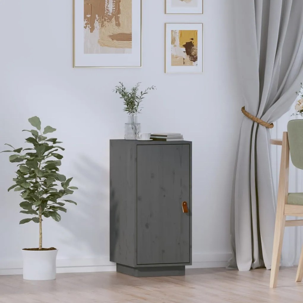 Credenza Grigia 34x40x75 Cm İn Legno Massello Di Pino /