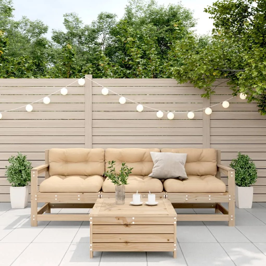 Set divani da giardino 4 pz con cuscini legno massello di pino