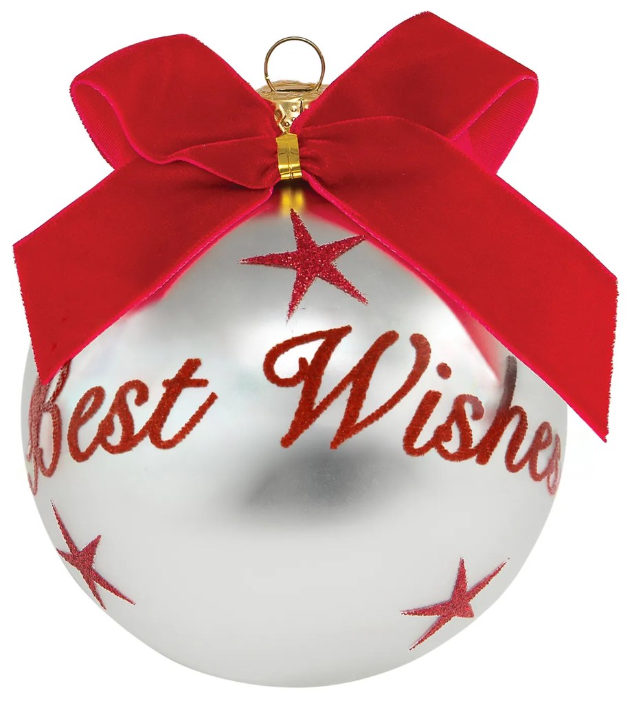 Pallina Natale con scritta Best Wishes 10 cm