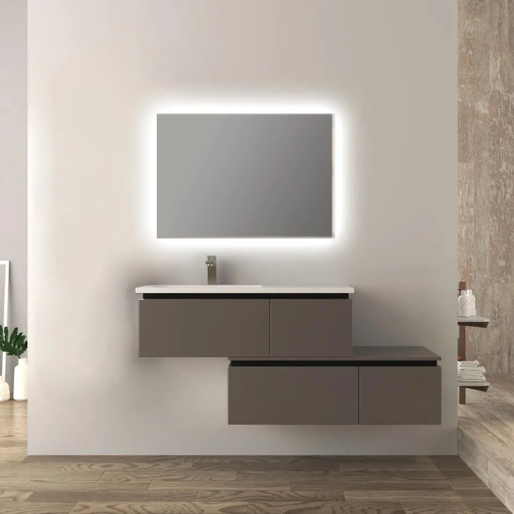 Mobile bagno 140 cm sospeso grigio talpa Slide