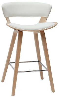 Sgabello da bar design bianco e legno chiaro SYRAH