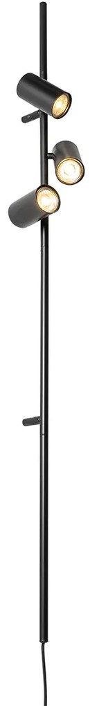 Lampada da parete intelligente nera con interruttore a pedale 3 luci Incl. 3 GU10 Wifi da 50mm - Jeana Luxe