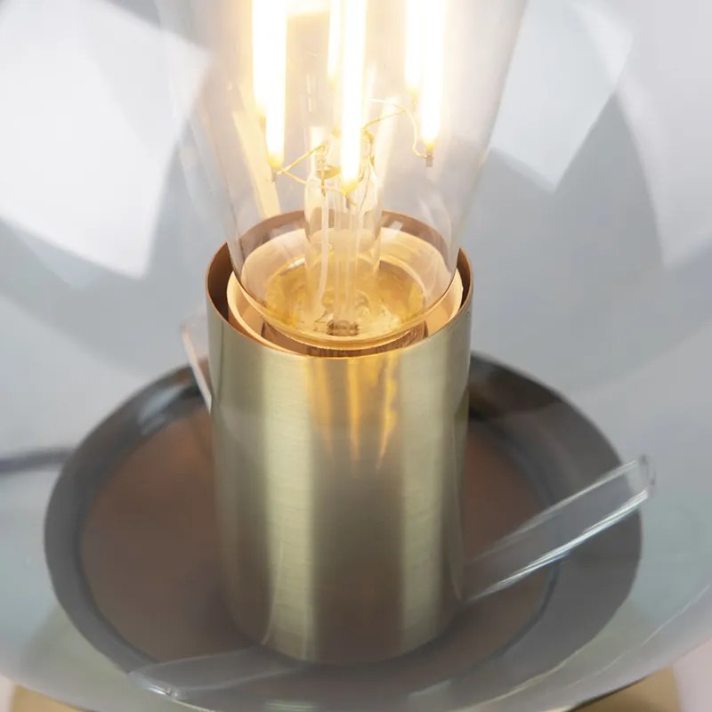 Lampada da tavolo Art Déco in ottone con vetro blu - Pallon