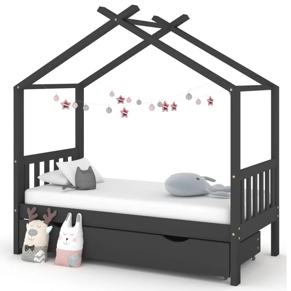 Giroletto Per Bambini Con Cassetto İn Legno Di Pino 80x160cm /