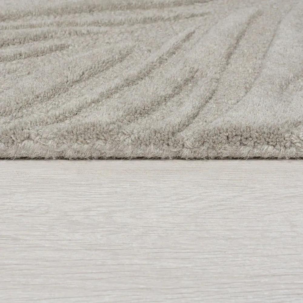 Tappeto in lana grigio chiaro 200x290 cm Lino Leaf - Flair Rugs