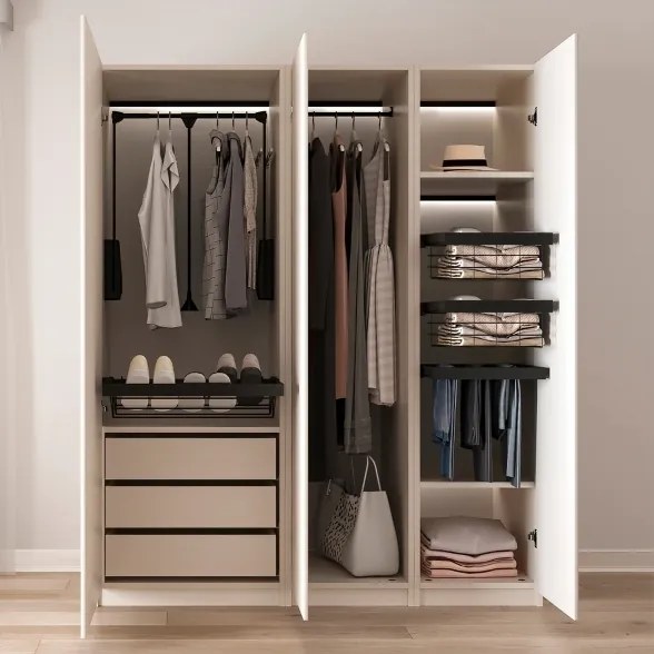 Appendiabiti regolabile per armadio 83 - 115 cm nero in Acciaio e Tecnoplastica