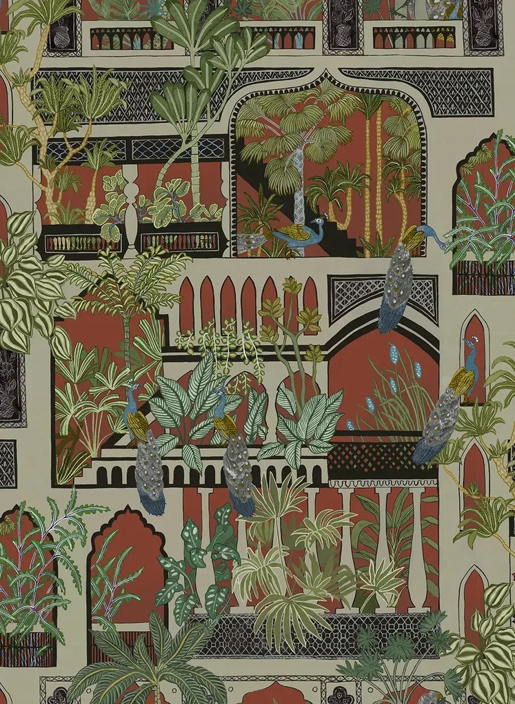 Josephine Munsey Tapete Peacock Arches - Terracotta
