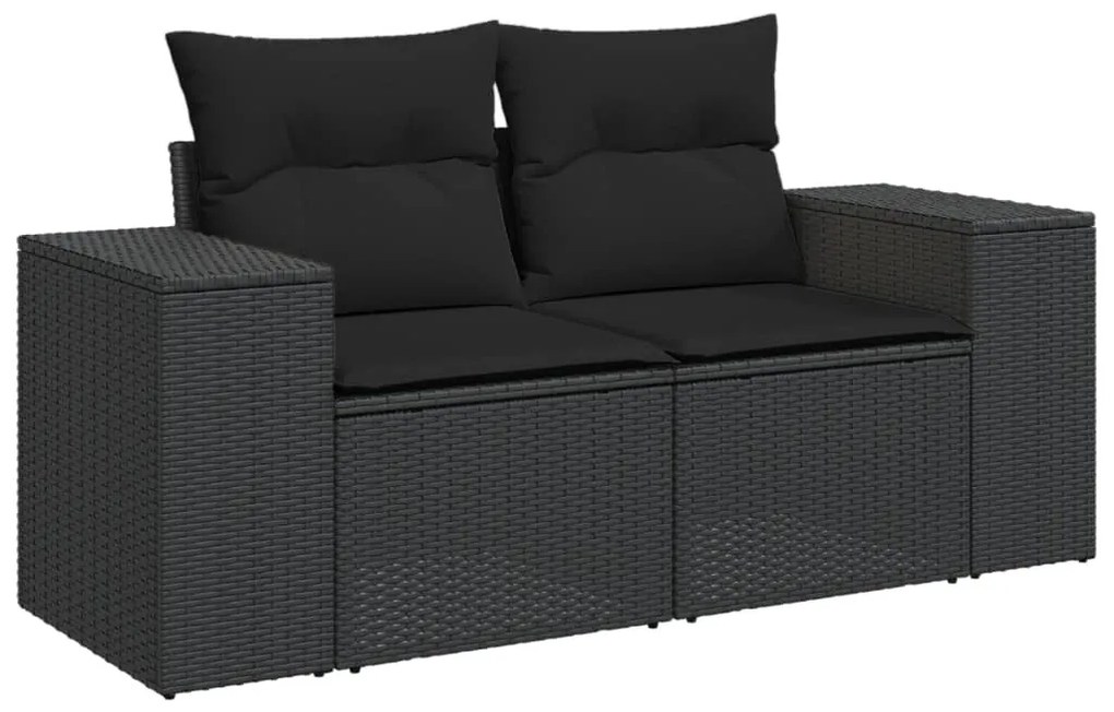 Set Divani da Giardino con Cuscini 8 pz Nero in Polyrattan