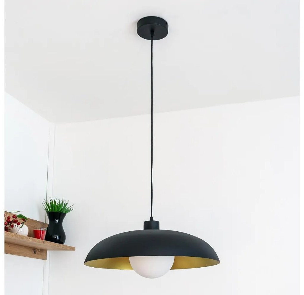 Lampadario a sospensione ECLIPSE 1xE27/15W/230V nero/oro