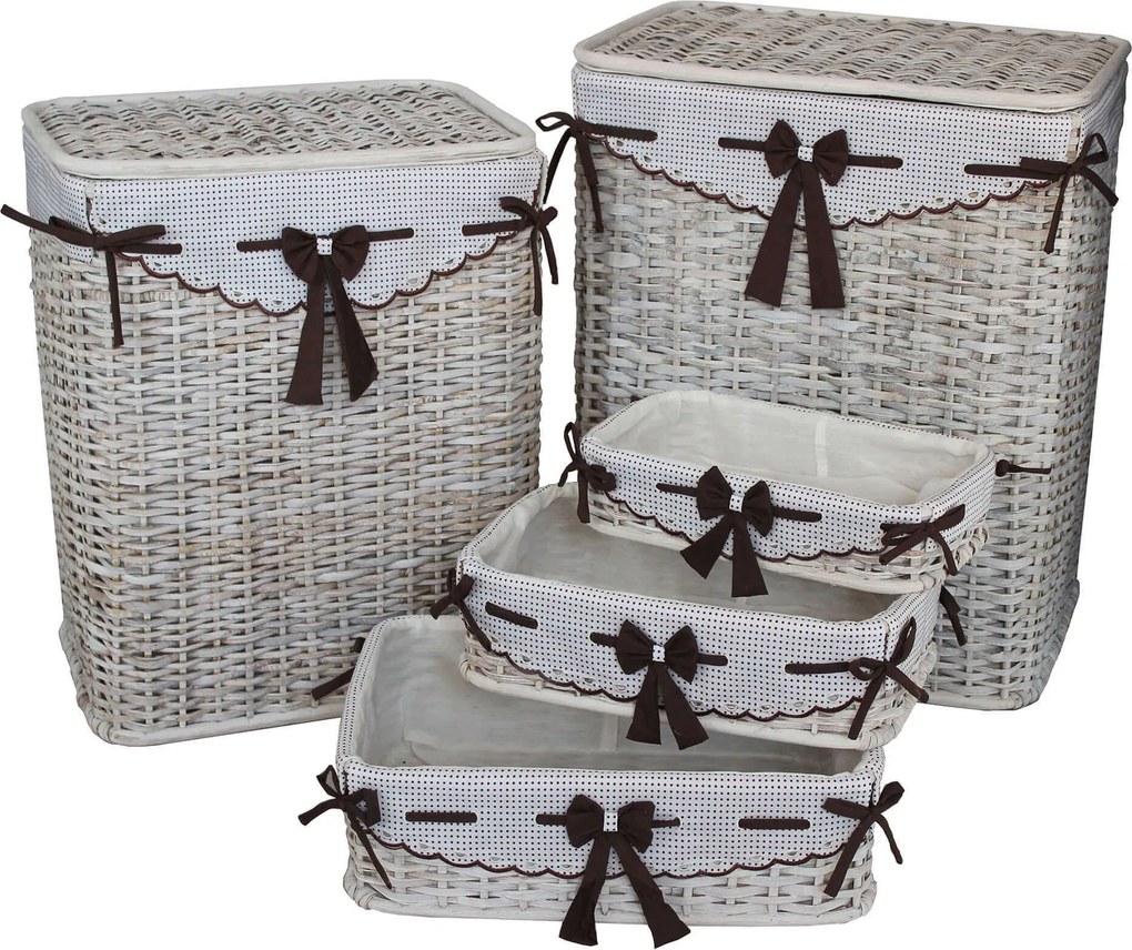 set di 5 cesti porta biancheria