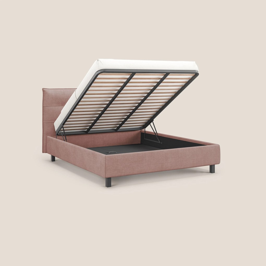 Liam letto contenitore con testata trapuntata in tessuto smacchiabile T17 rosa