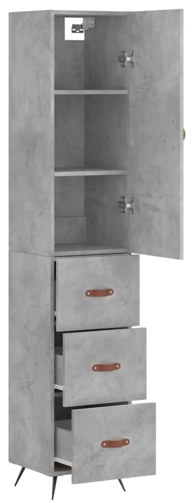 Credenza grigio cemento 34,5x34x180 cm in legno multistrato