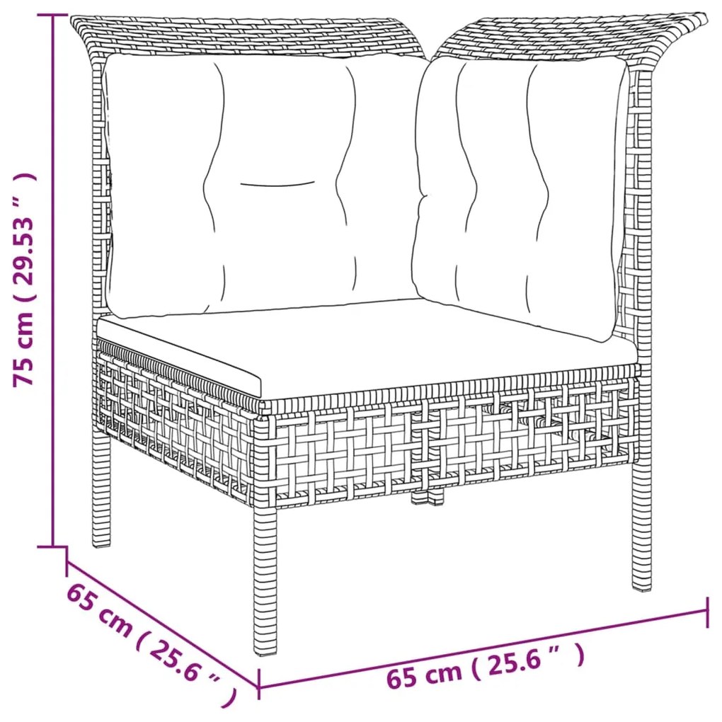 Set Divani da Giardino 8 pz con Cuscini in Polyrattan Grigio