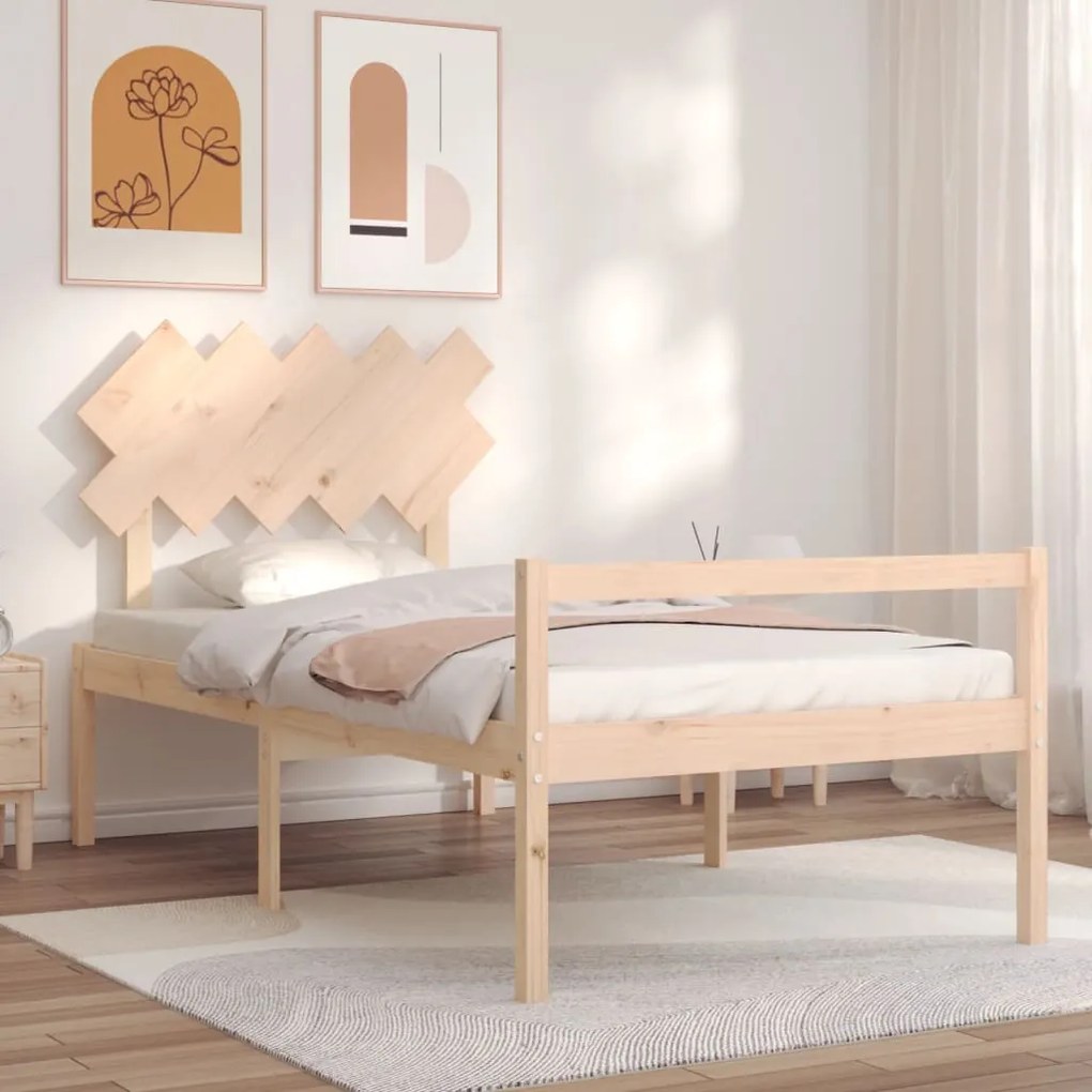 Letto per anziani con testiera 100x200 cm in legno massello