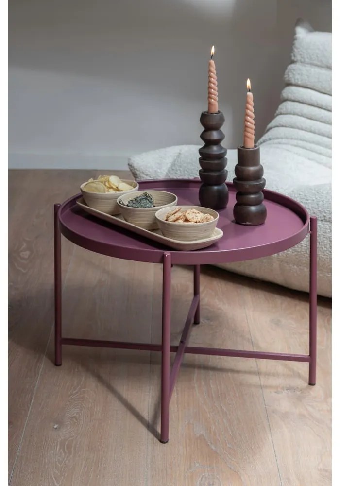 Tavolino da salotto rotondo color malva in metallo ø 50 cm Meseta – Leitmotiv