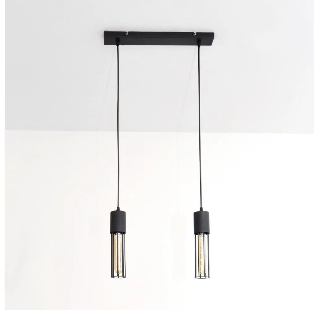 Lampadario a sospensione con filo MELODY 2xE27/15W/230V nero