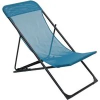 Sedia a sdraio da giardino senza cuscino Biganos pieghevole in acciaio con seduta in textilene blu