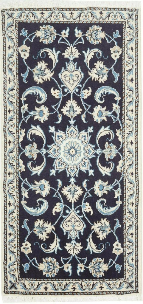 Nain Tappeto 70 x 130 Blu (Iran) Annodato A Mano