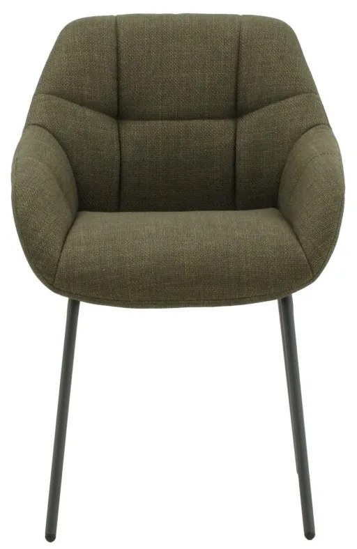 Set di poltroncine SMICHOV in tessuto verde scuro e gambe in metallo nero, con braccioli