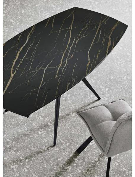Tavolo allungabile 180 cm piano grčs porcellanato effetto marmo Nero ACHILLE