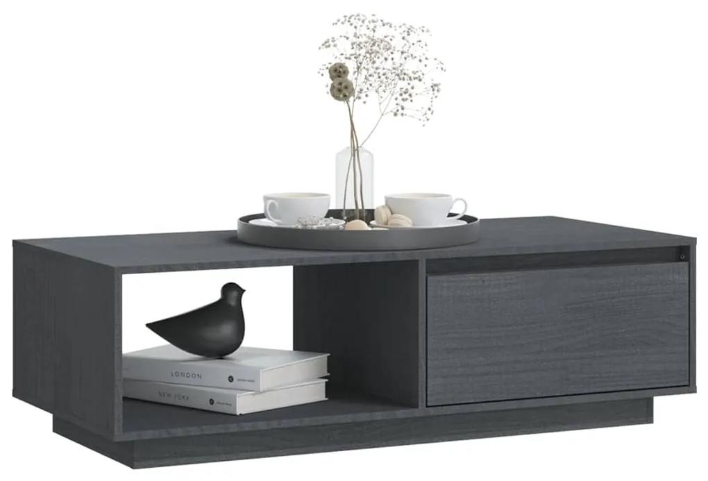 Tavolino da salotto grigio 110x50x33,5cm legno massello di pino