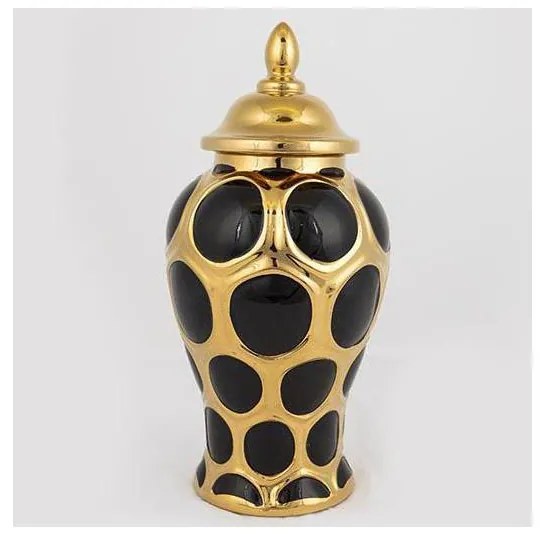 Vaso in ceramica 33,8x16 cm oro/nero
