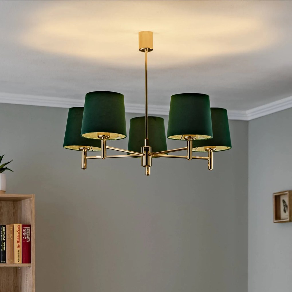 Argon Lampada a sospensione Polo Plus 5 luci ottone/verde